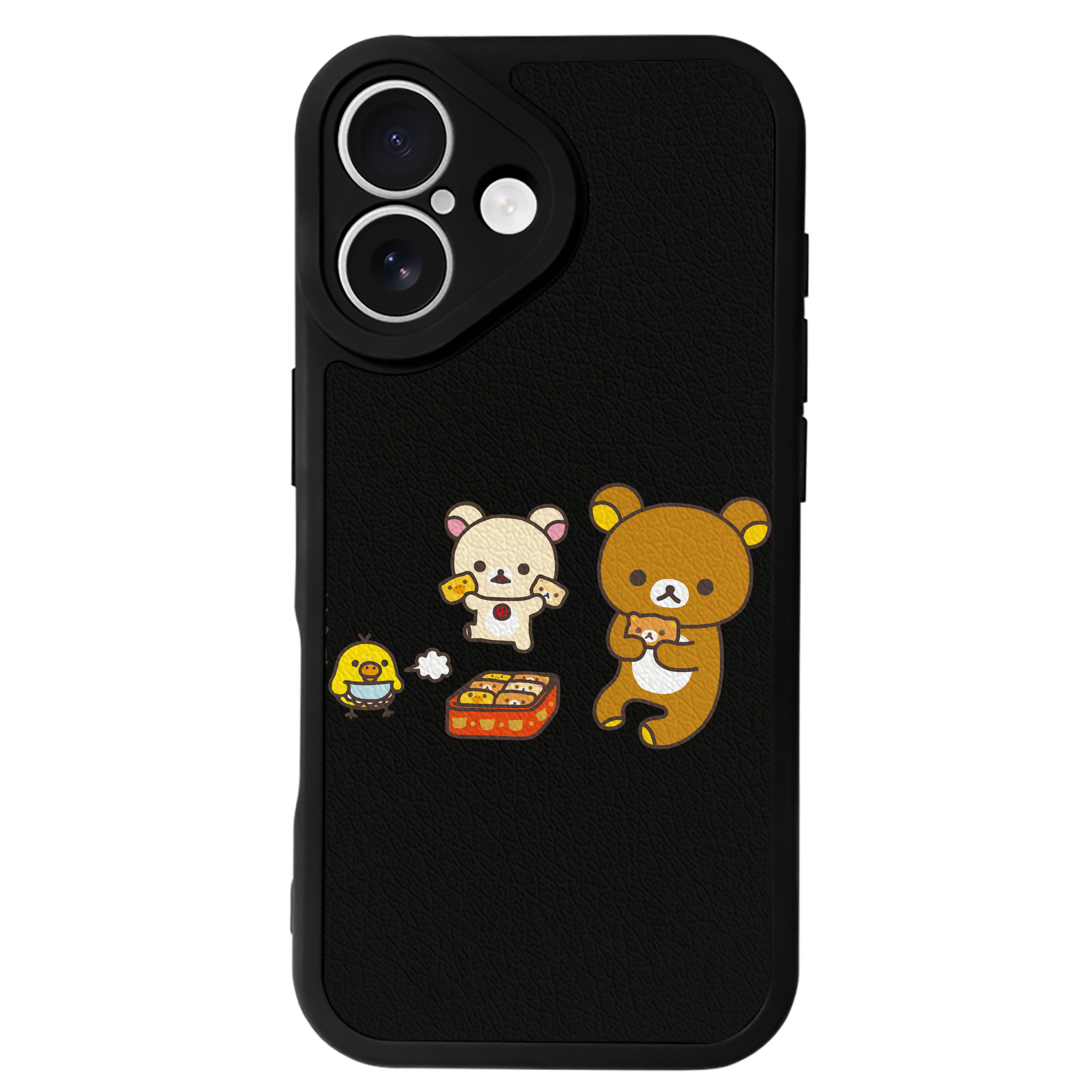 （画像用） リラックマ リラックマ キイロイトリ Rilakkuma Korilakkuma Kiiroitori 【iPhone 16シリーズ対応】シリコンスマホケース（レザー調） 材質：シリコン